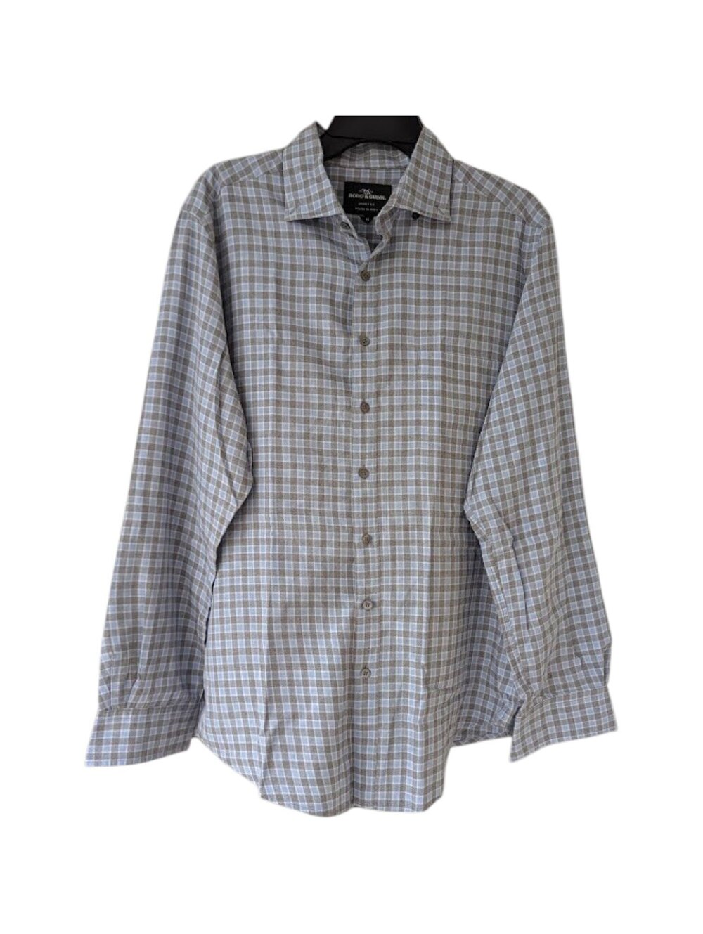 Rodd & Gunn Shirt Men Medium Blue Gray Checked Sports Fit Italian 22x30.5 Preppy